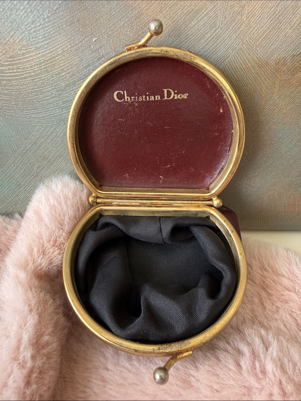 Vintage Christian Dior Burgundy Leather Collapsible Coin Purse - Picture 2 of 10